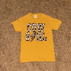 Yellow Cowgirl cow print/ leopard print Graphic T-Shirt